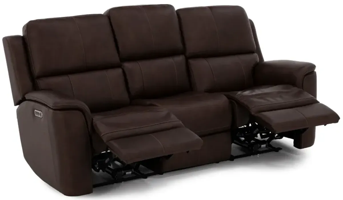 Flexsteel Hank Leather Fully Loaded Zero Gravity Reclining Sofa With Drop Down Table