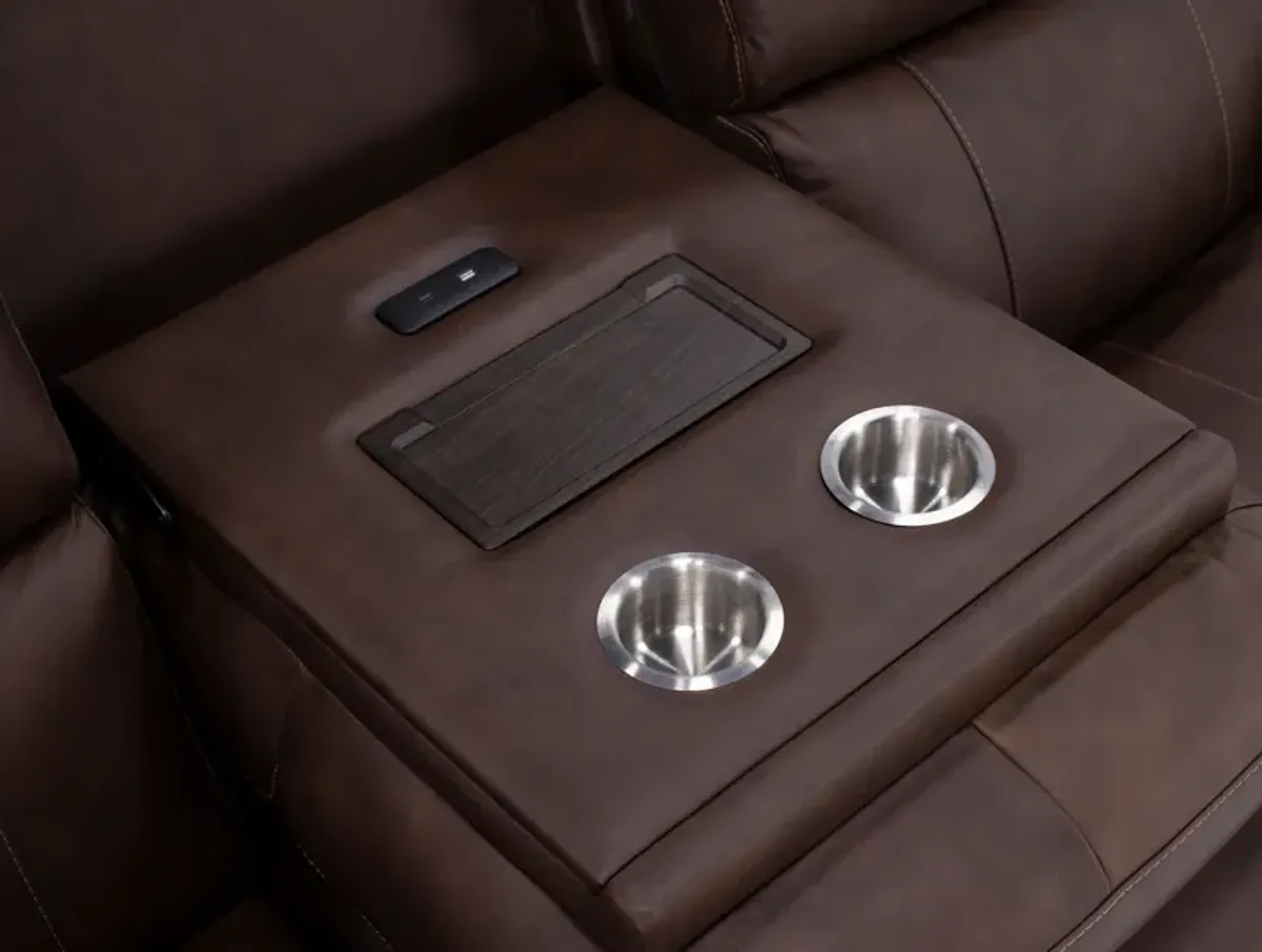 Flexsteel Hank Leather Fully Loaded Zero Gravity Reclining Sofa With Drop Down Table