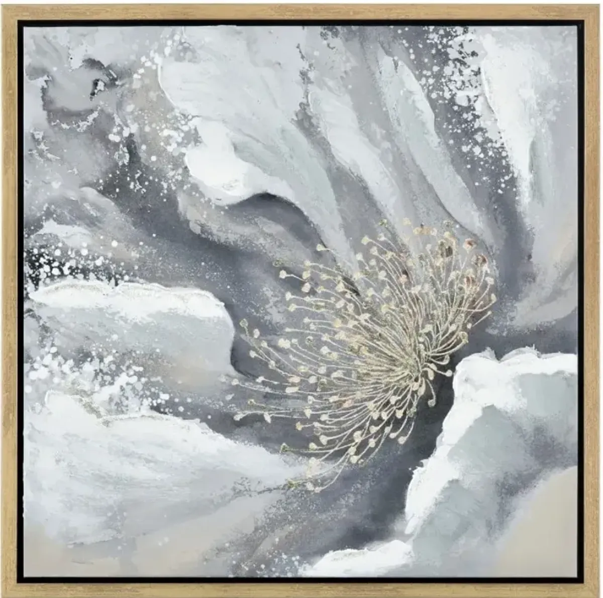 Grey and Gold Bloom I Framed Wall Art 24"W x 24"H