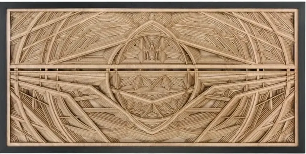 Dimensional Cut Wood Layers Framed Art 47"W x 24"H