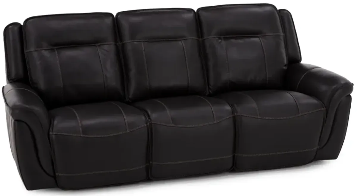 Arthur Leather Power Headrest Reclining Sofa in Espresso