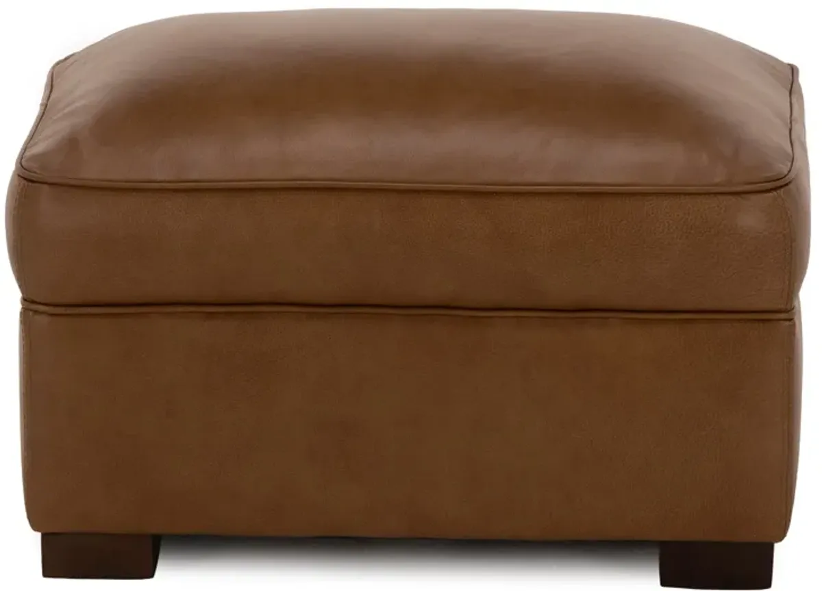 Oliver Leather Ottoman in Honey