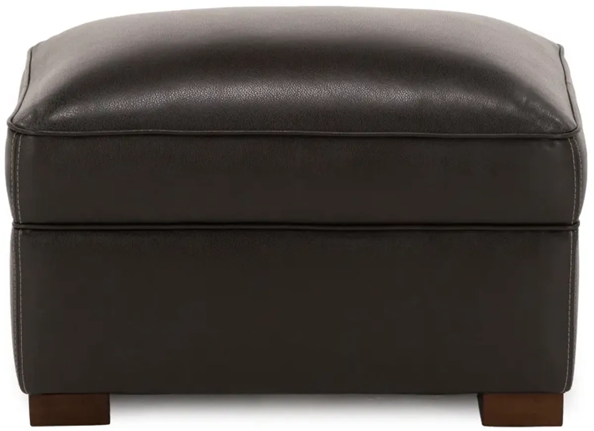 Oliver Leather Ottoman in Charcoal