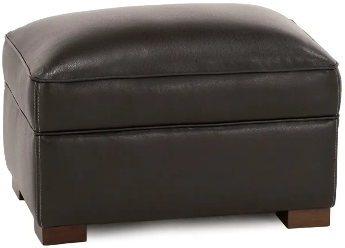 Oliver Leather Ottoman in Charcoal
