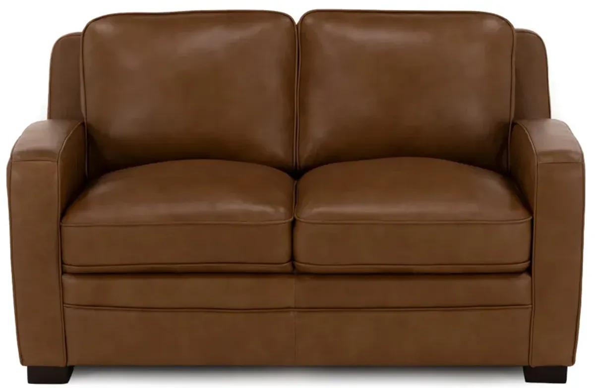 Oliver Leather Loveseat in Honey