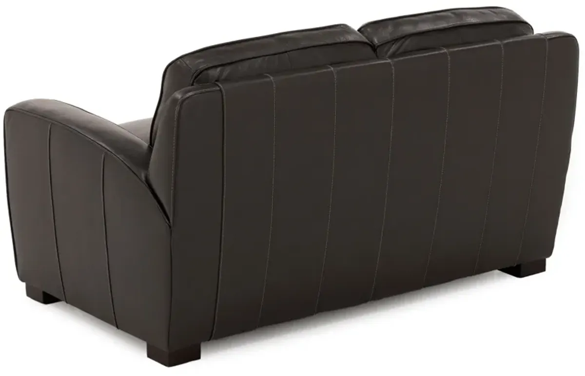 Oliver Leather Loveseat in Charcoal