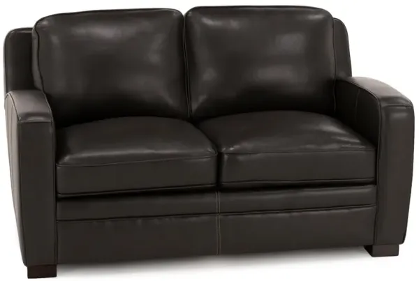 Oliver Leather Loveseat in Charcoal