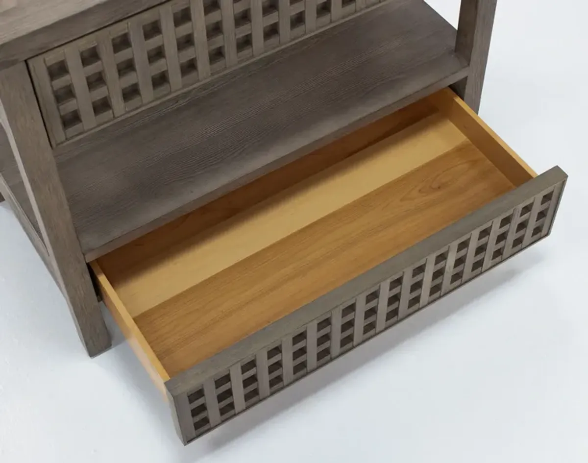 Powell Lattice 2 Drawer Nightstand In Warm Brown