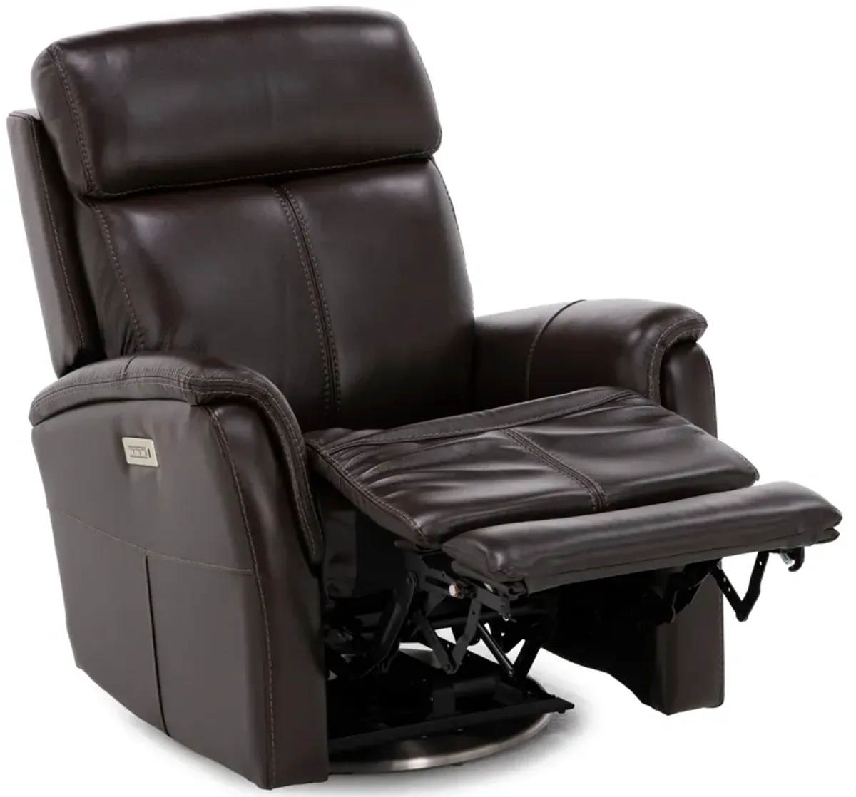 Flexsteel Move360 Leather Fully Loaded Swivel Recliner in Chocolate