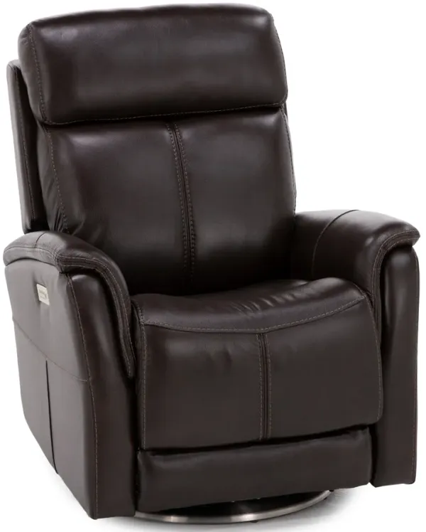 Flexsteel Move360 Leather Fully Loaded Swivel Recliner in Chocolate