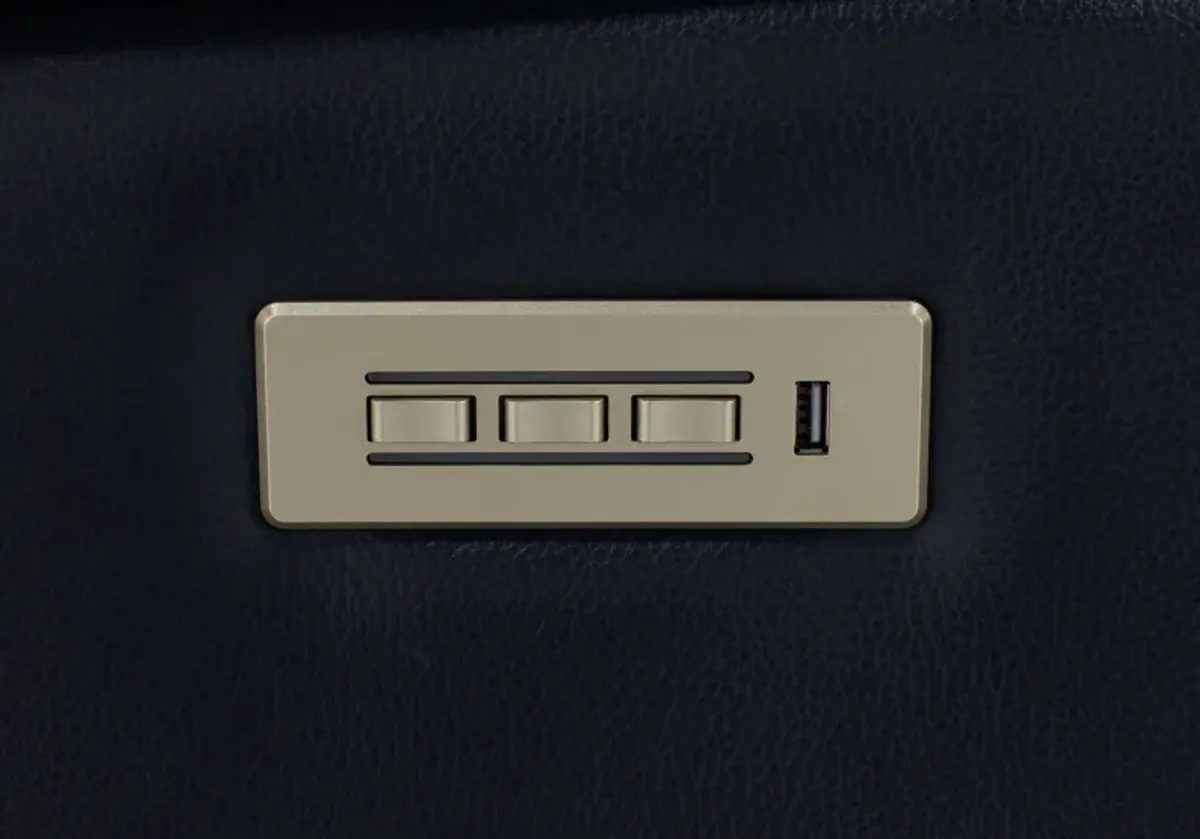 Flexsteel Move360 Leather Fully Loaded Swivel Recliner in Ocean