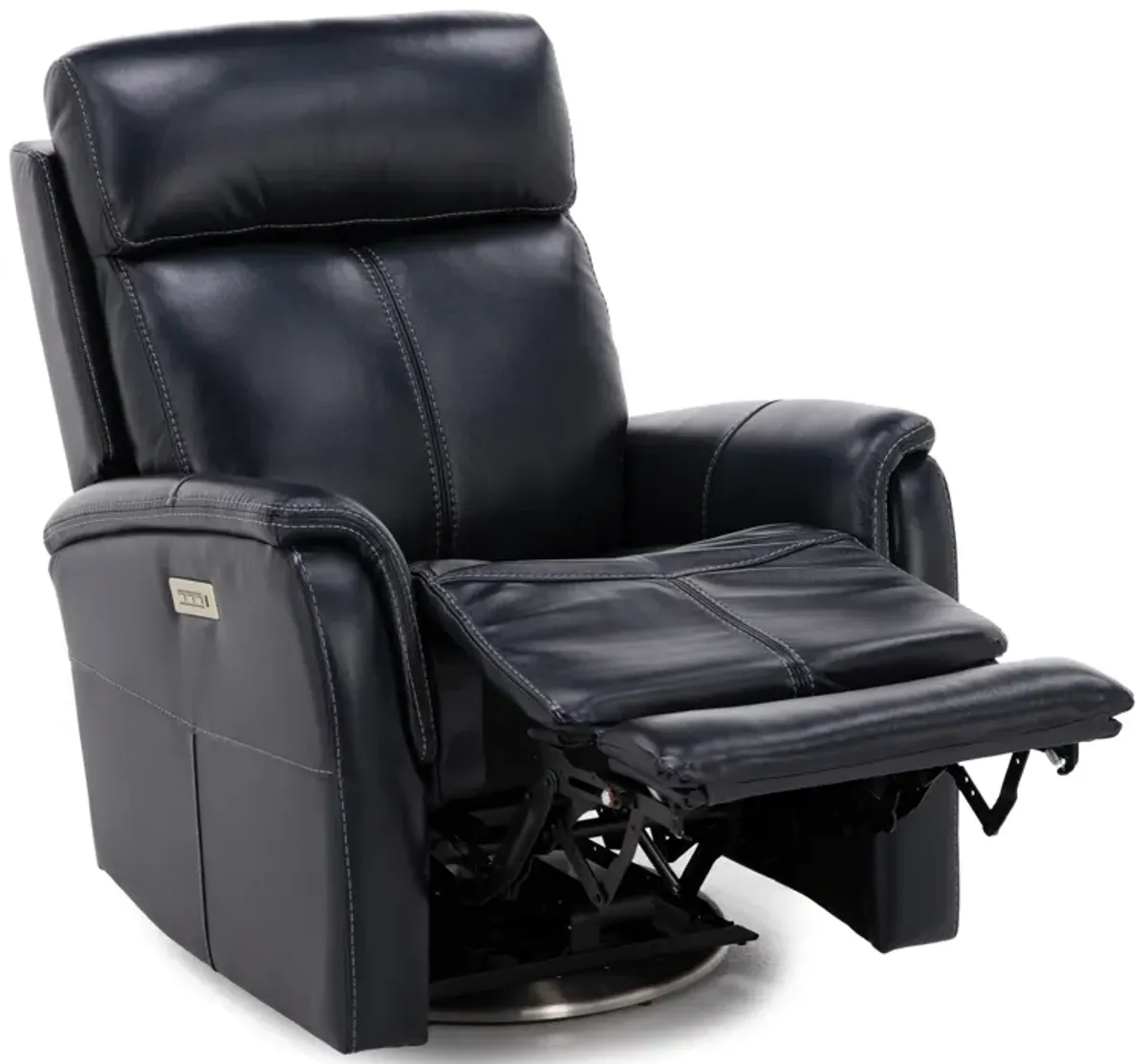 Flexsteel Move360 Leather Fully Loaded Swivel Recliner in Ocean