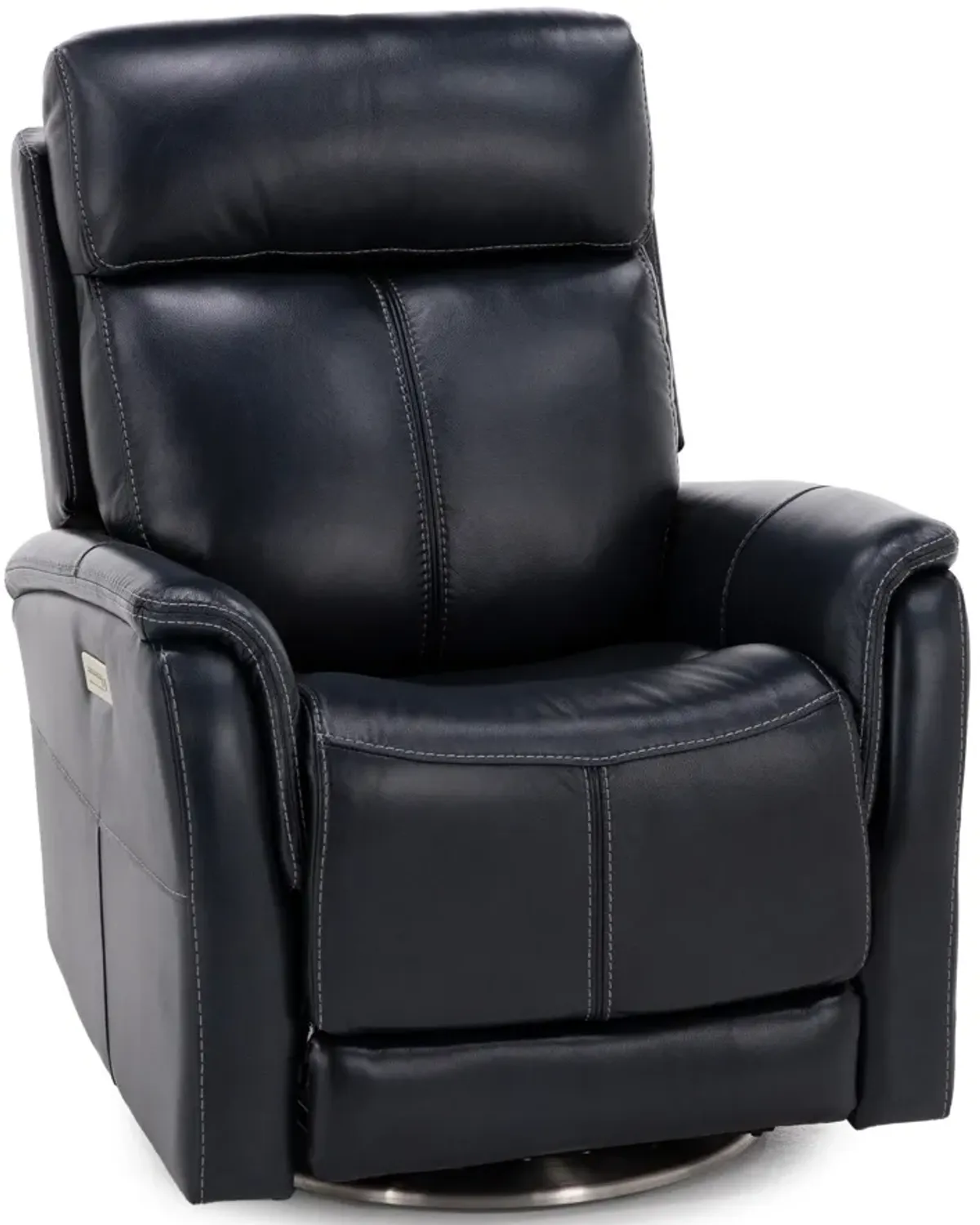 Flexsteel Move360 Leather Fully Loaded Swivel Recliner in Ocean