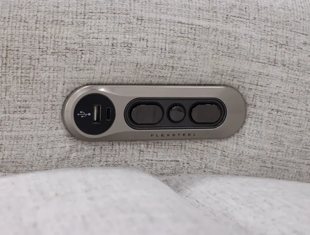 Flexsteel Shawna Power Headrest Reclining Console Loveseat