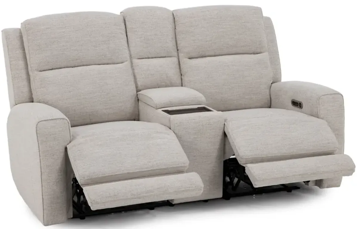 Flexsteel Shawna Power Headrest Reclining Console Loveseat