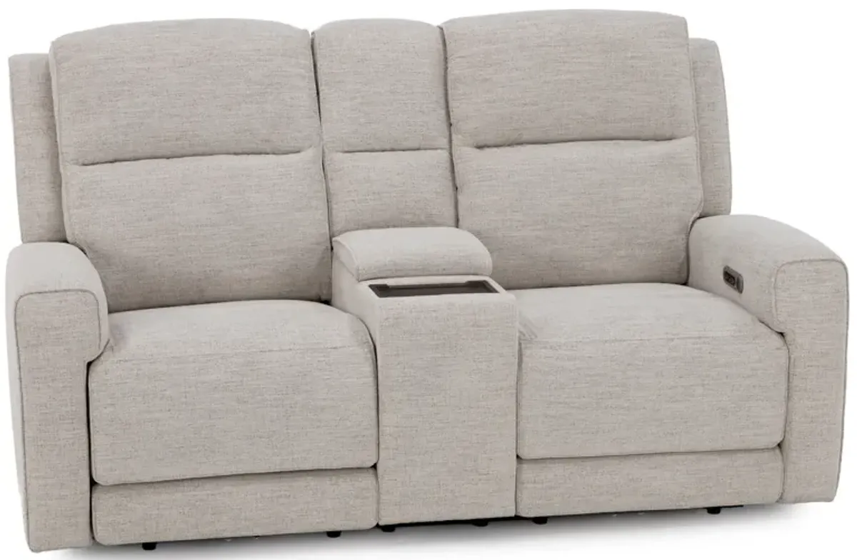 Flexsteel Shawna Power Headrest Reclining Console Loveseat
