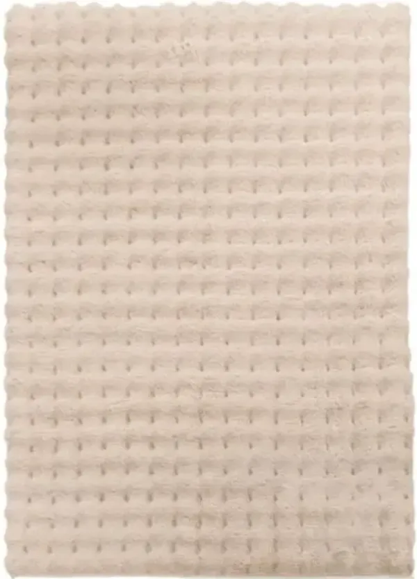 Bebel Taupe Faux Fur/Memory Foam Area Rug 7'6"W x 9'6"L