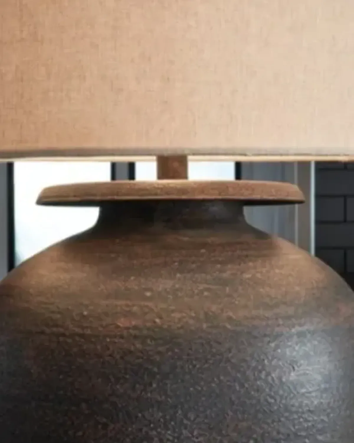 Antique Brown Metal Table Lamp 29"H