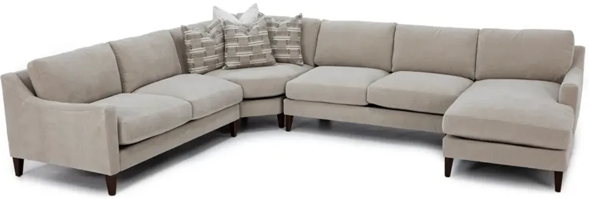 Mostny 4-Pc. Sectional With Four Pillows In Apollo/Sand In Right-Facing