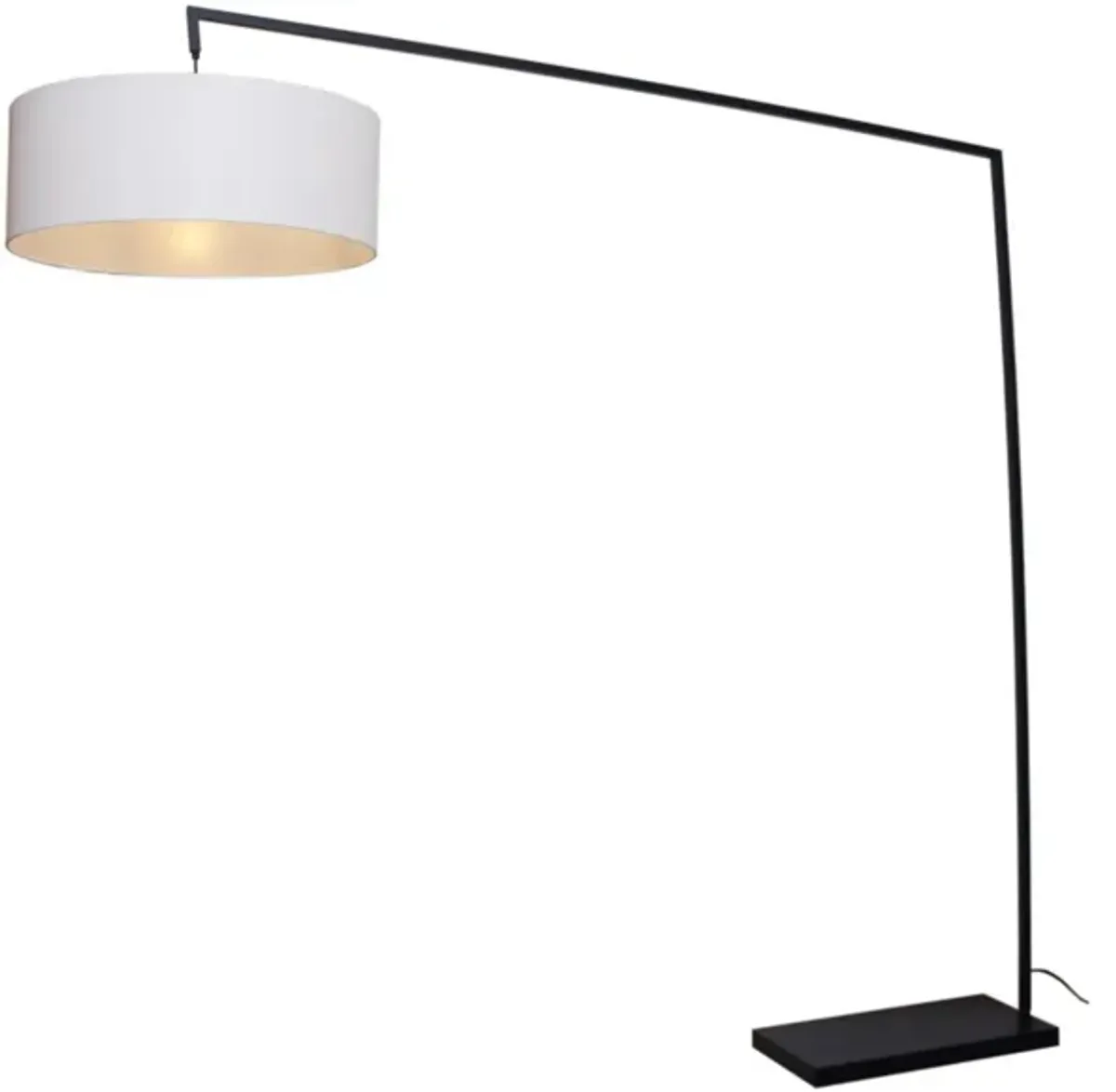 Black With Drum Shade Marble Base Floor Arc Lamp 87"H