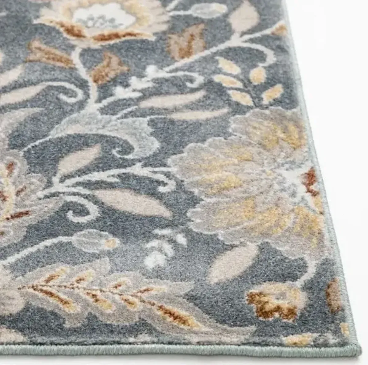 Landscape Charcoal/Floral Area Rug 7"10"W x 9'10"L