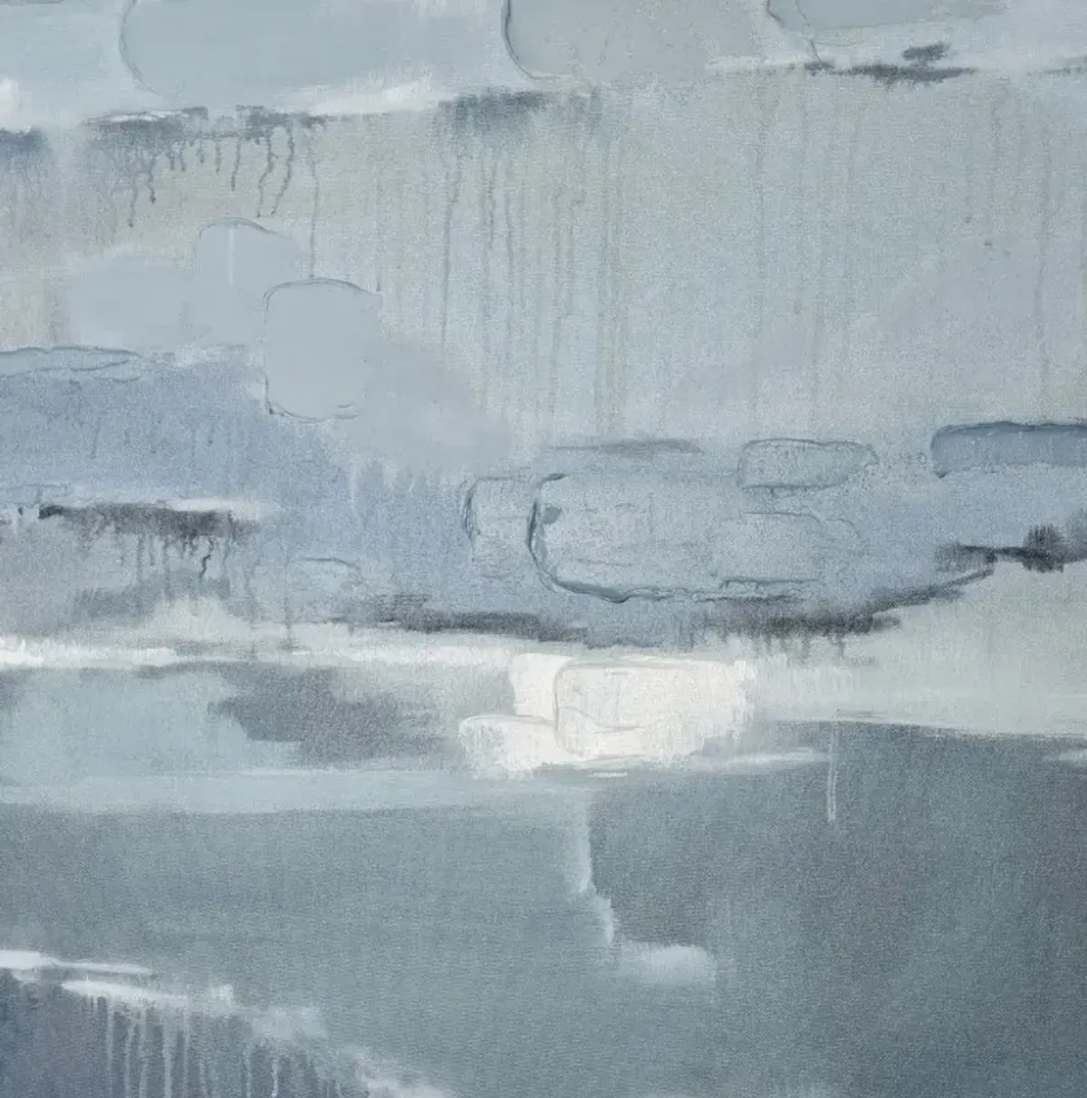 Shades Of Blue Canvas Framed Painting 40"W x 40"H