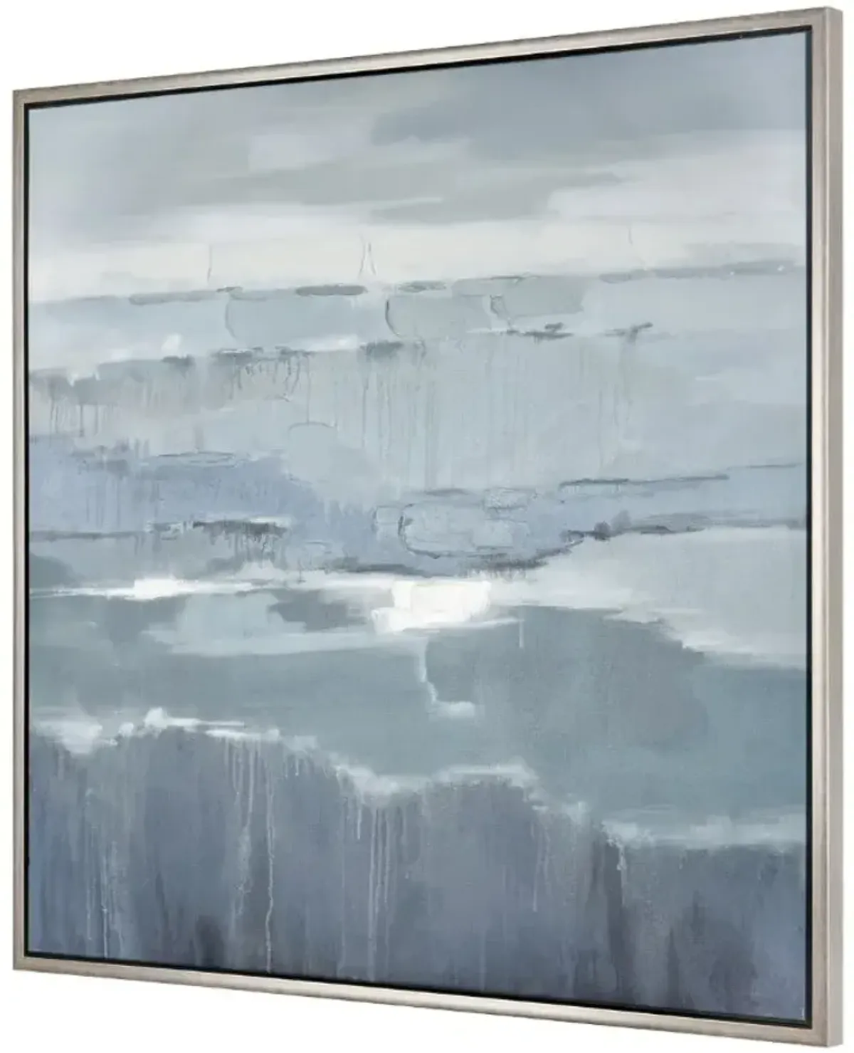 Shades Of Blue Canvas Framed Painting 40"W x 40"H