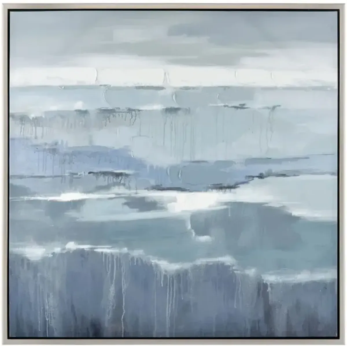 Shades Of Blue Canvas Framed Painting 40"W x 40"H