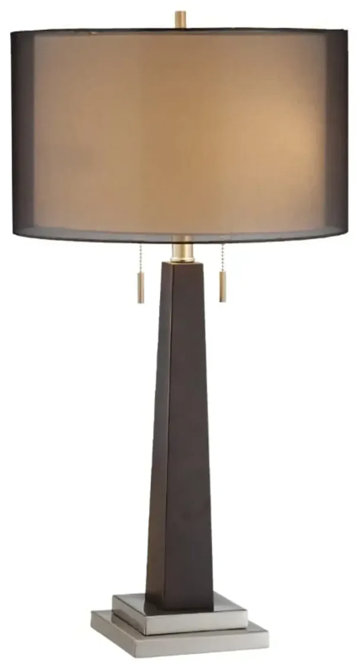 Black Wood Column Table Lamp 29"H