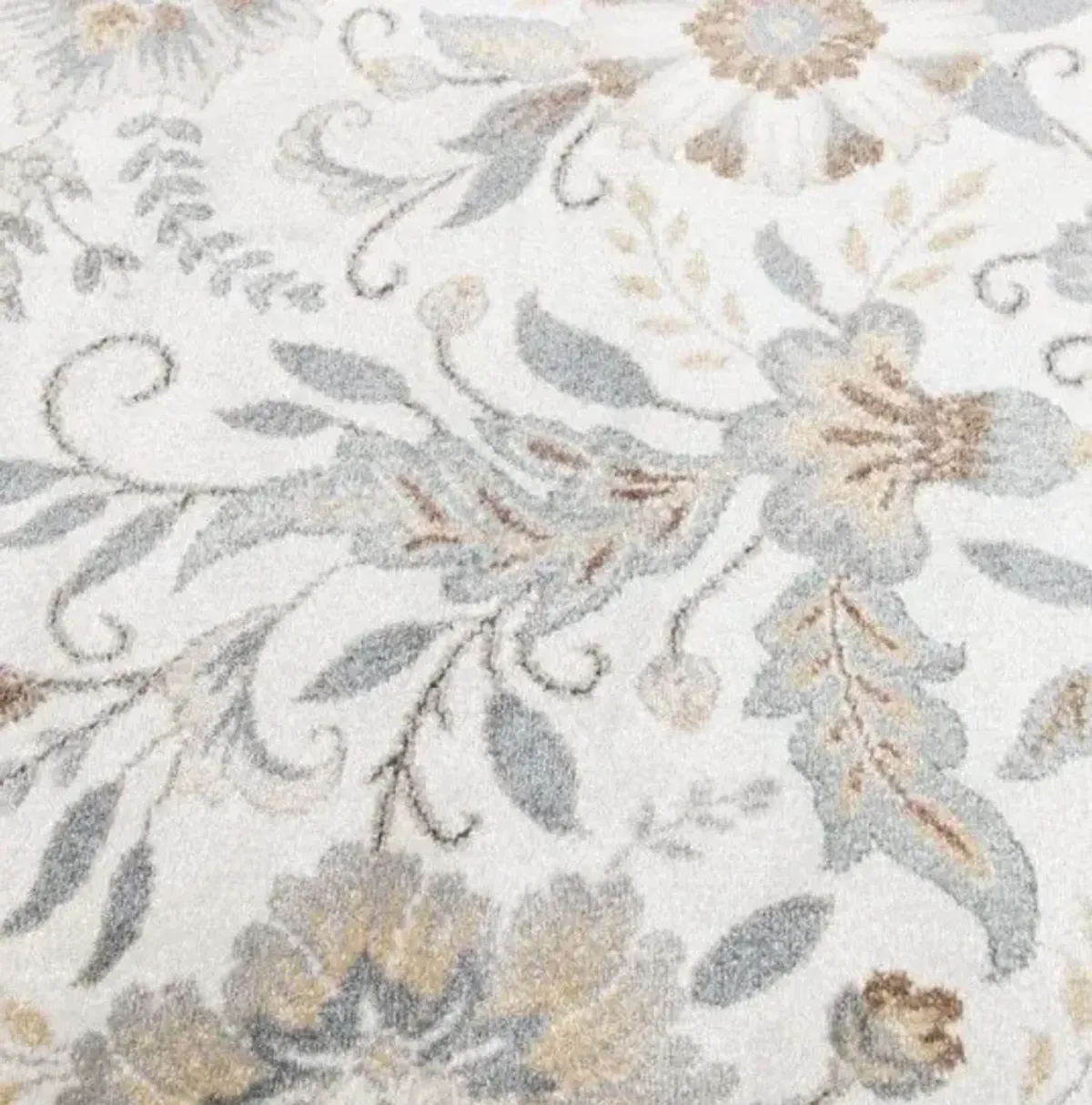 Landscape Ivory/Floral Area Rug 5"W x 7'6"L
