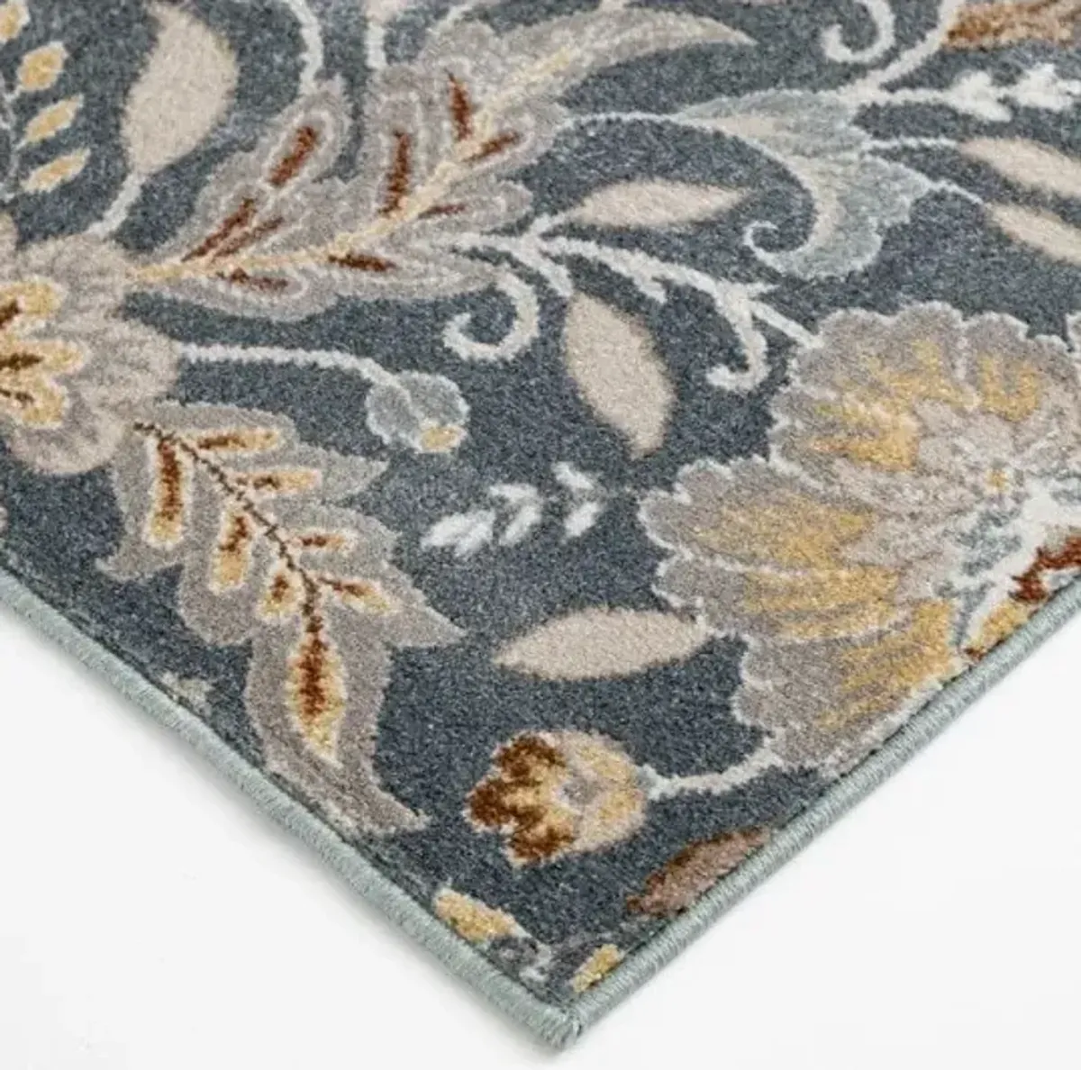 Landscape Charcoal/Floral Area Rug 5"W x 7'6"L