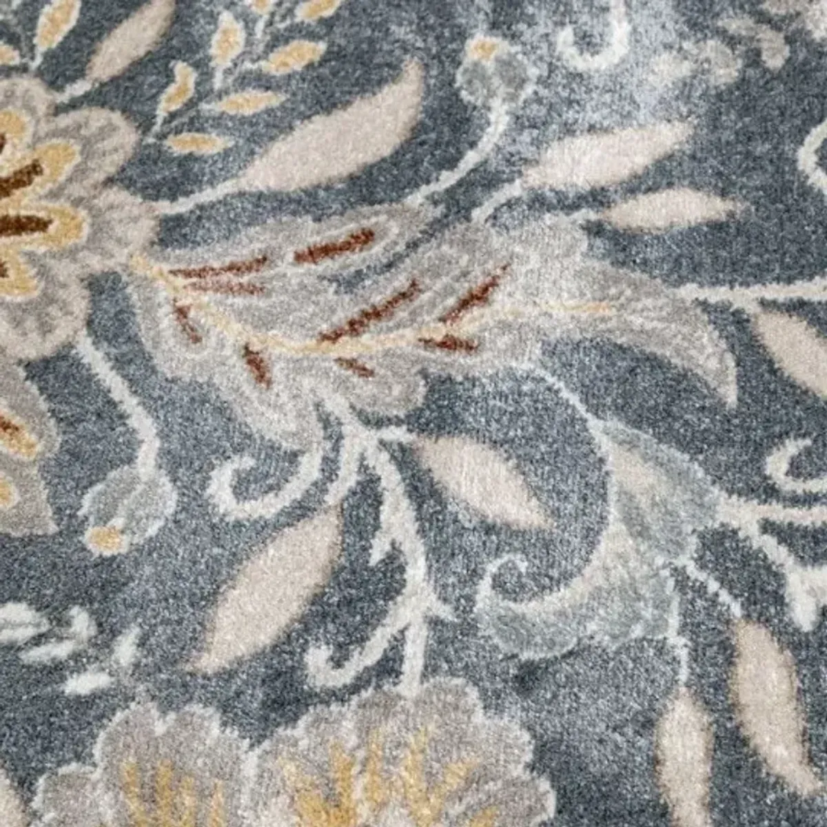 Landscape Charcoal/Floral Area Rug 5"W x 7'6"L