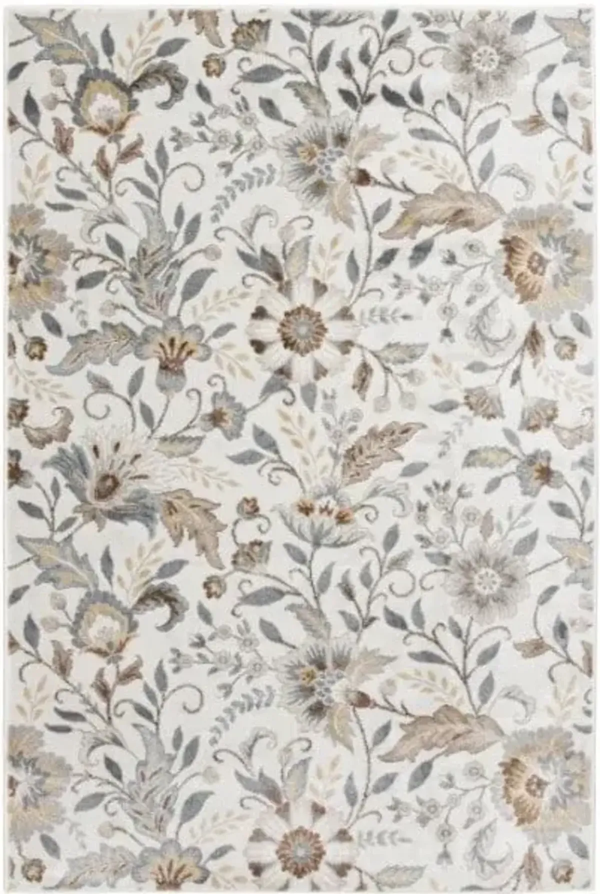 Landscape Ivory/Floral Area Rug 7"10"W x 9'10"L