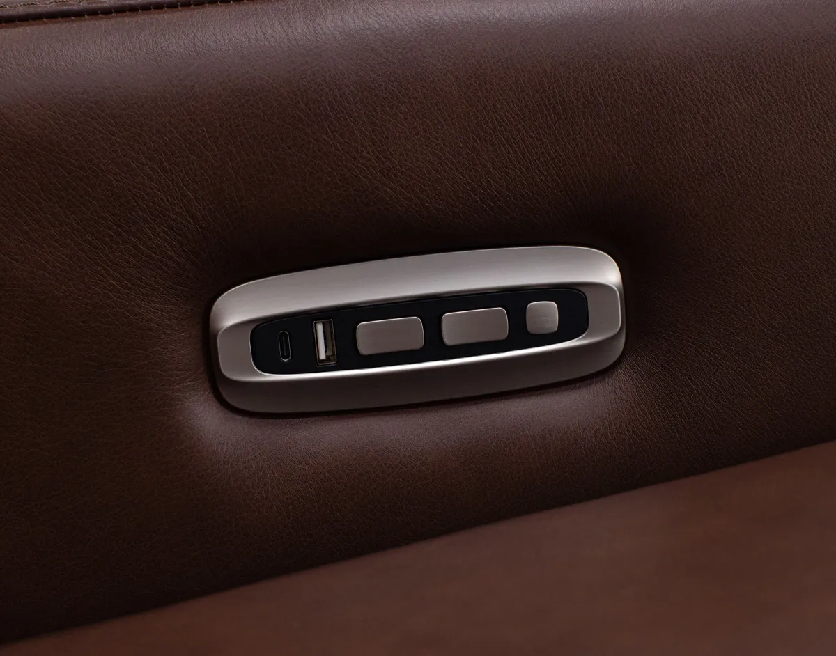 Acadia Leather Power Headrest Zero Gravity Reclining Loveseat in Chestnut