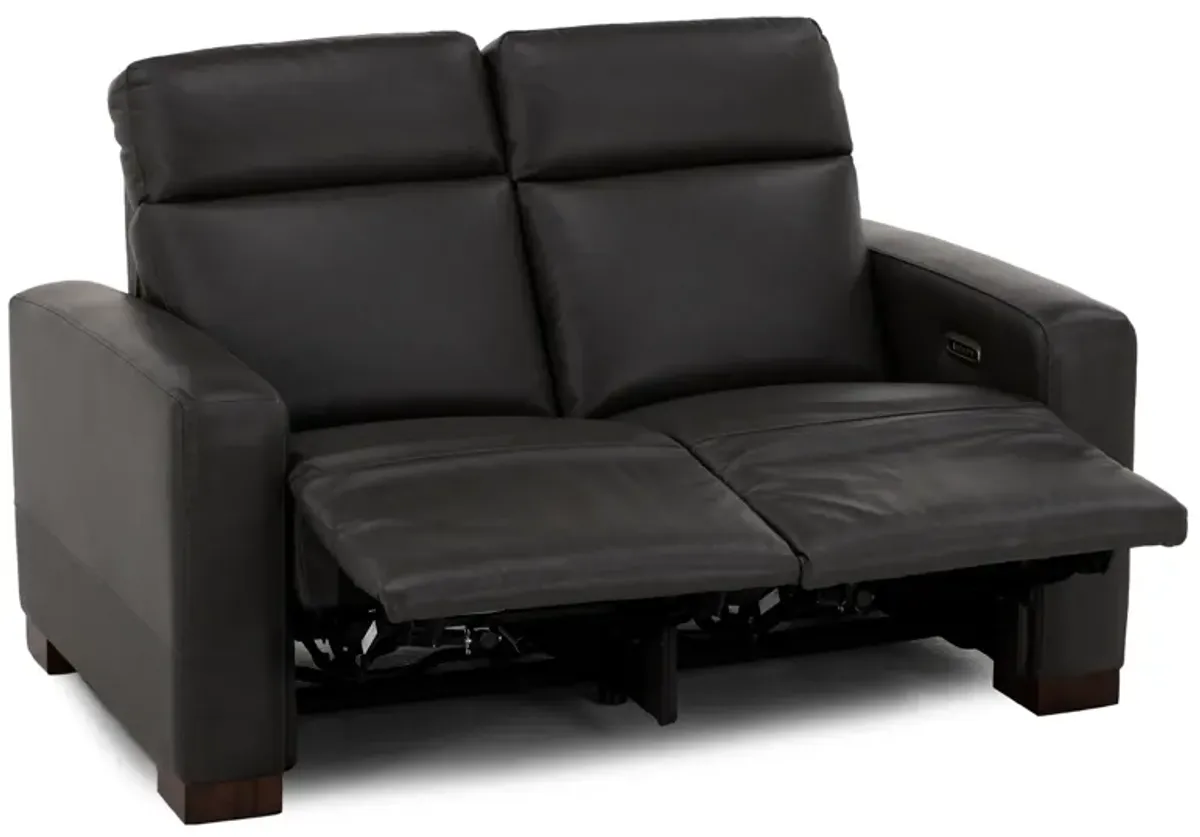 Acadia Leather Power Headrest Zero Gravity Reclining Loveseat in Shitake