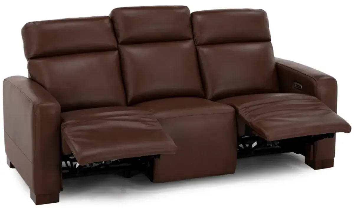 Acadia Leather Power Headrest Zero Gravity Reclining Sofa in Chestnut