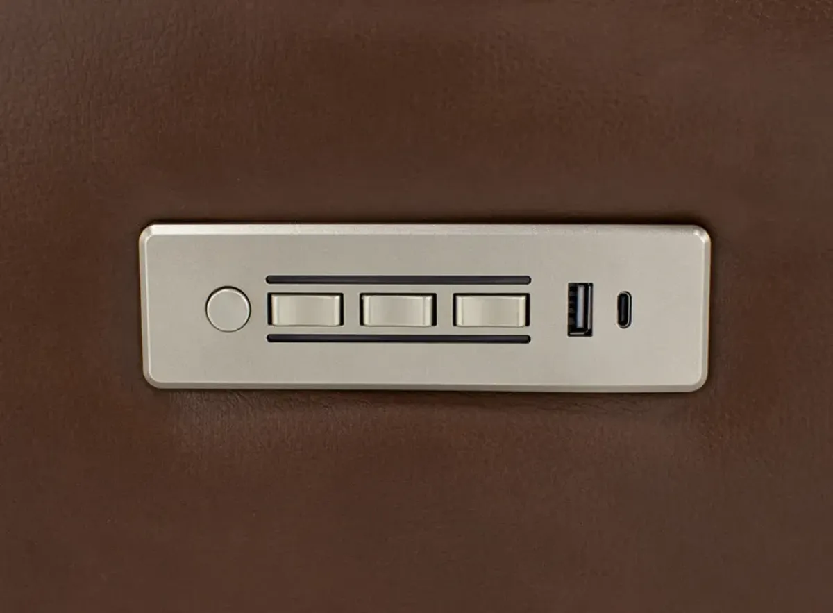 Tyson Leather Fully Loaded Zero Gravity Recliner in Medium Brown