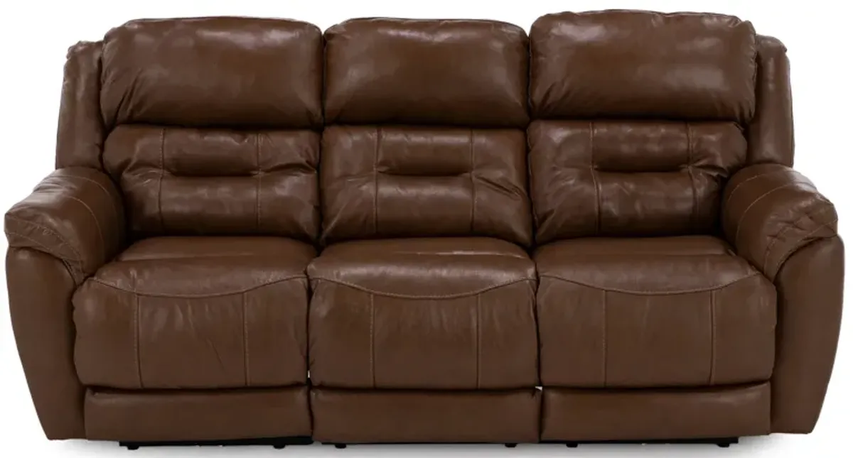 Tyson Leather Fully Loaded Zero Gravity Sofa in Medium Brown