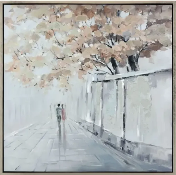 City Stroll Embellished Canvas Framed Painting 40"W x 40"H