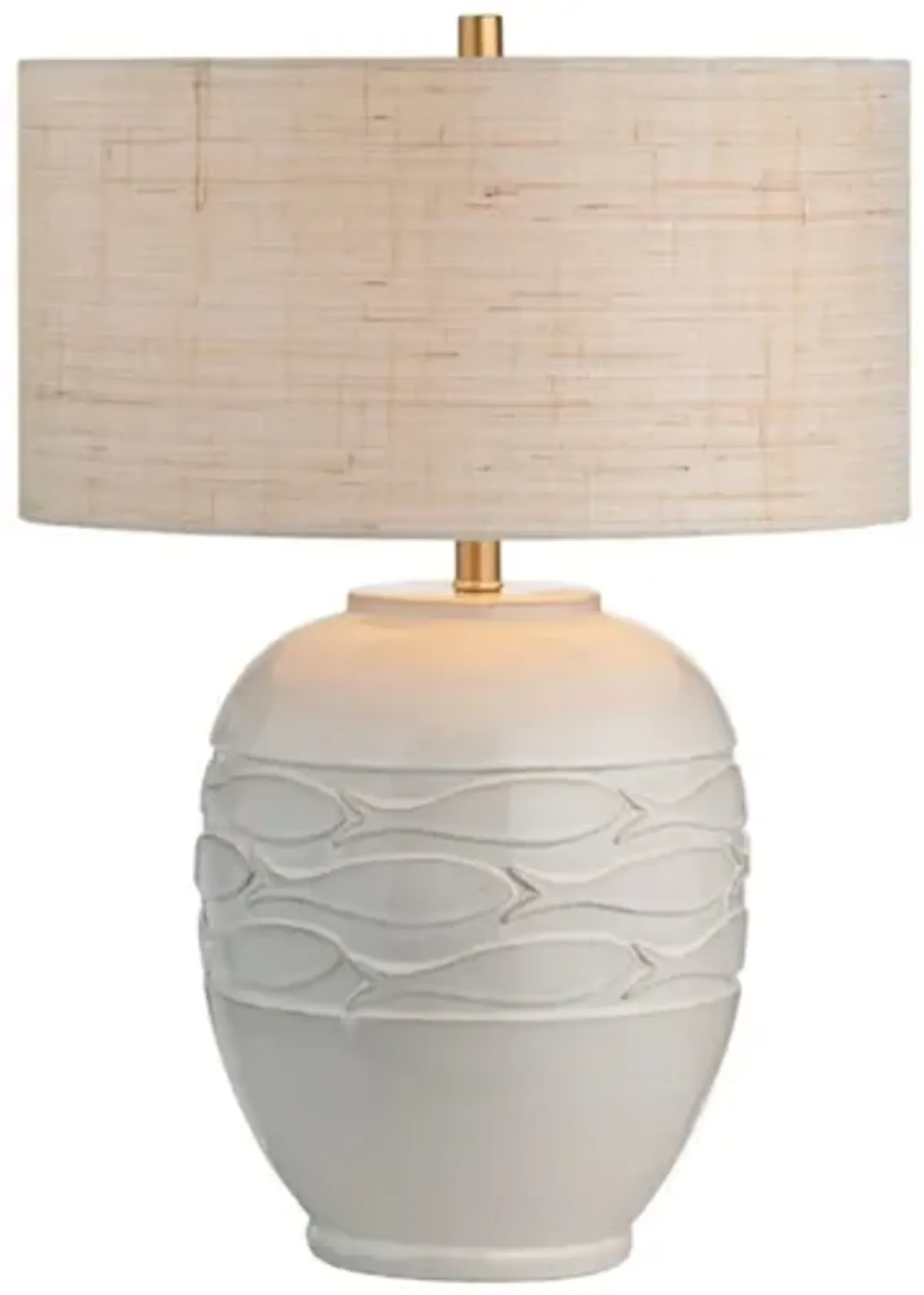 White Ceramic Fish Table Lamp 26.25"H