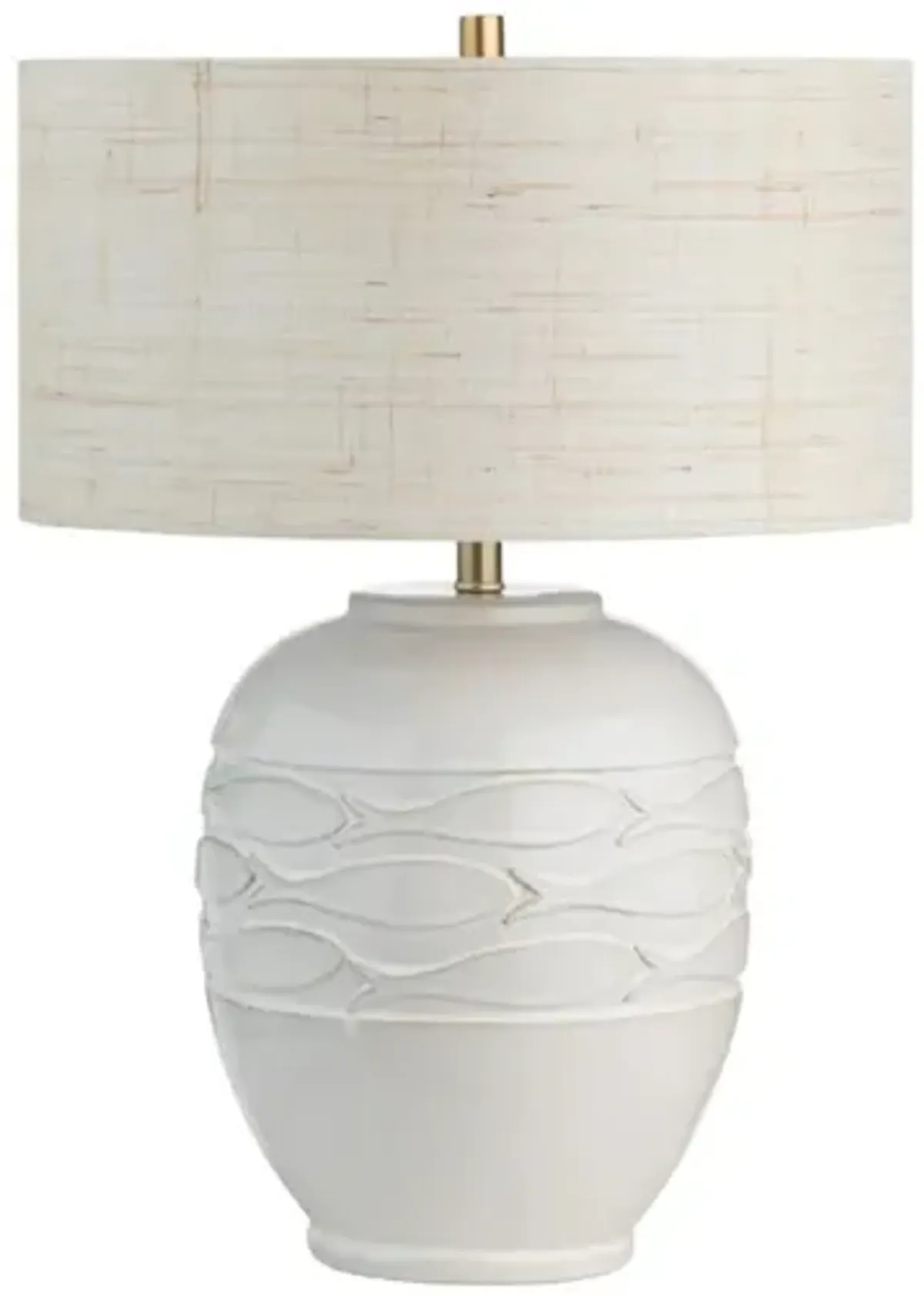 White Ceramic Fish Table Lamp 26.25"H