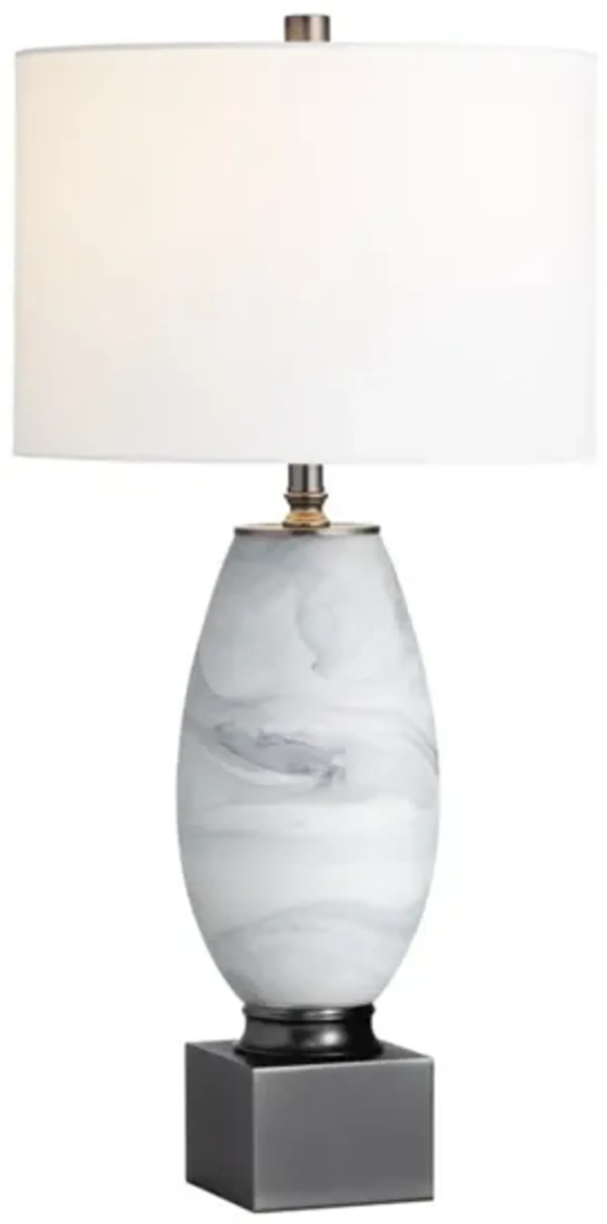 White and Black Art Glass Table Lamp With Nightlight 32.5"H