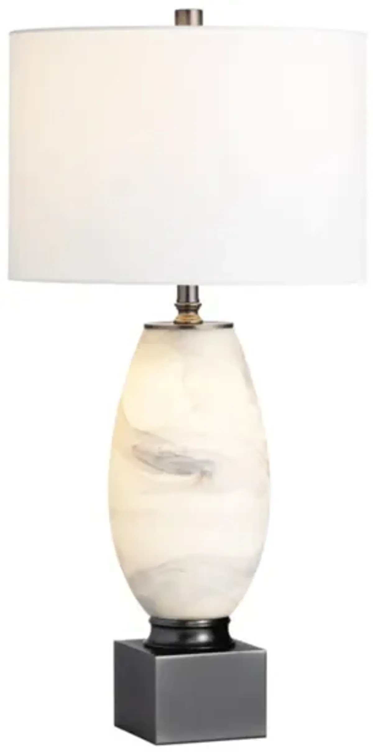 White and Black Art Glass Table Lamp With Nightlight 32.5"H