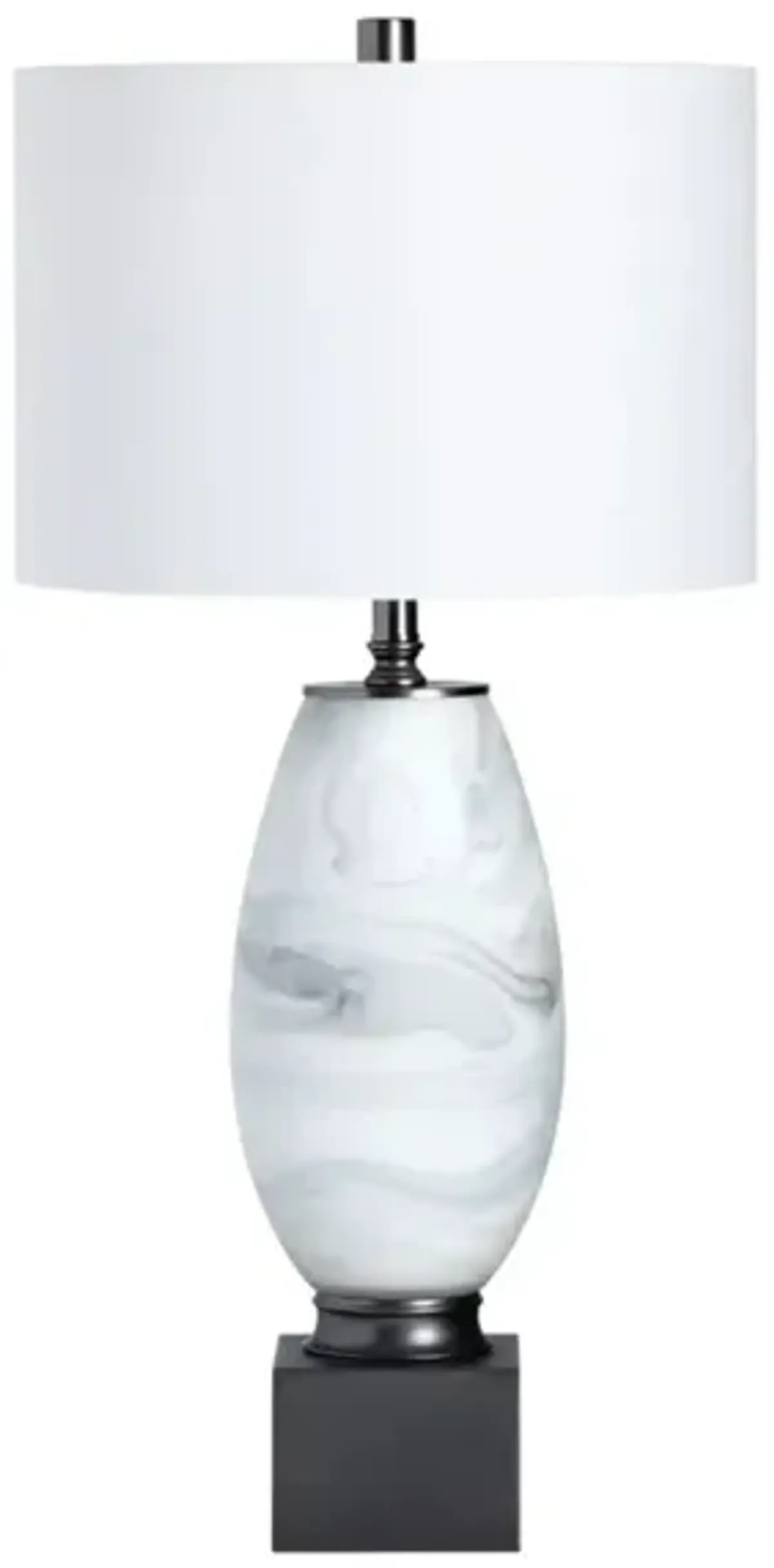 White and Black Art Glass Table Lamp With Nightlight 32.5"H