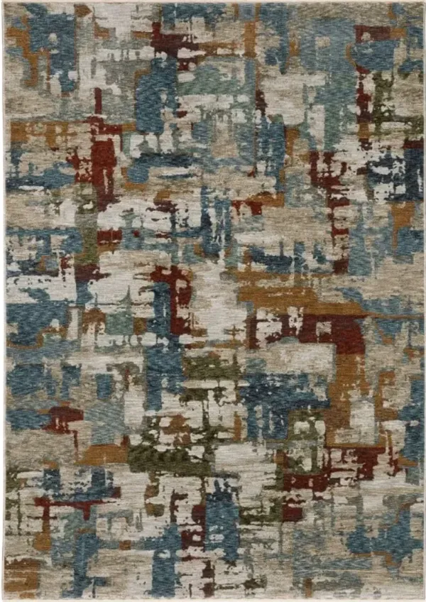 Hayden Beige/Multi Abstract Area Rug 5'3"W x 7'6"L
