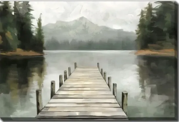 Pine Pier Hand Embellished Canvas 48"W x 32"H