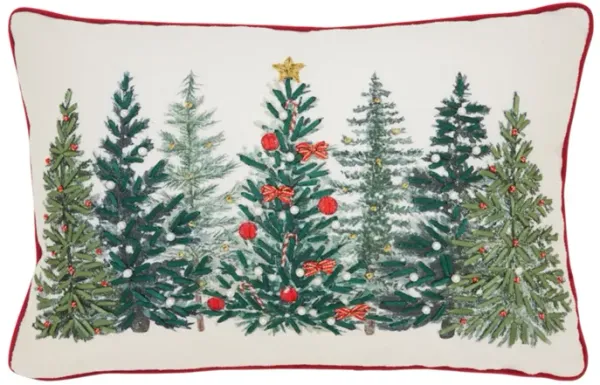 Multi Christmas Trees Poly Pillow 18"W x 12"H
