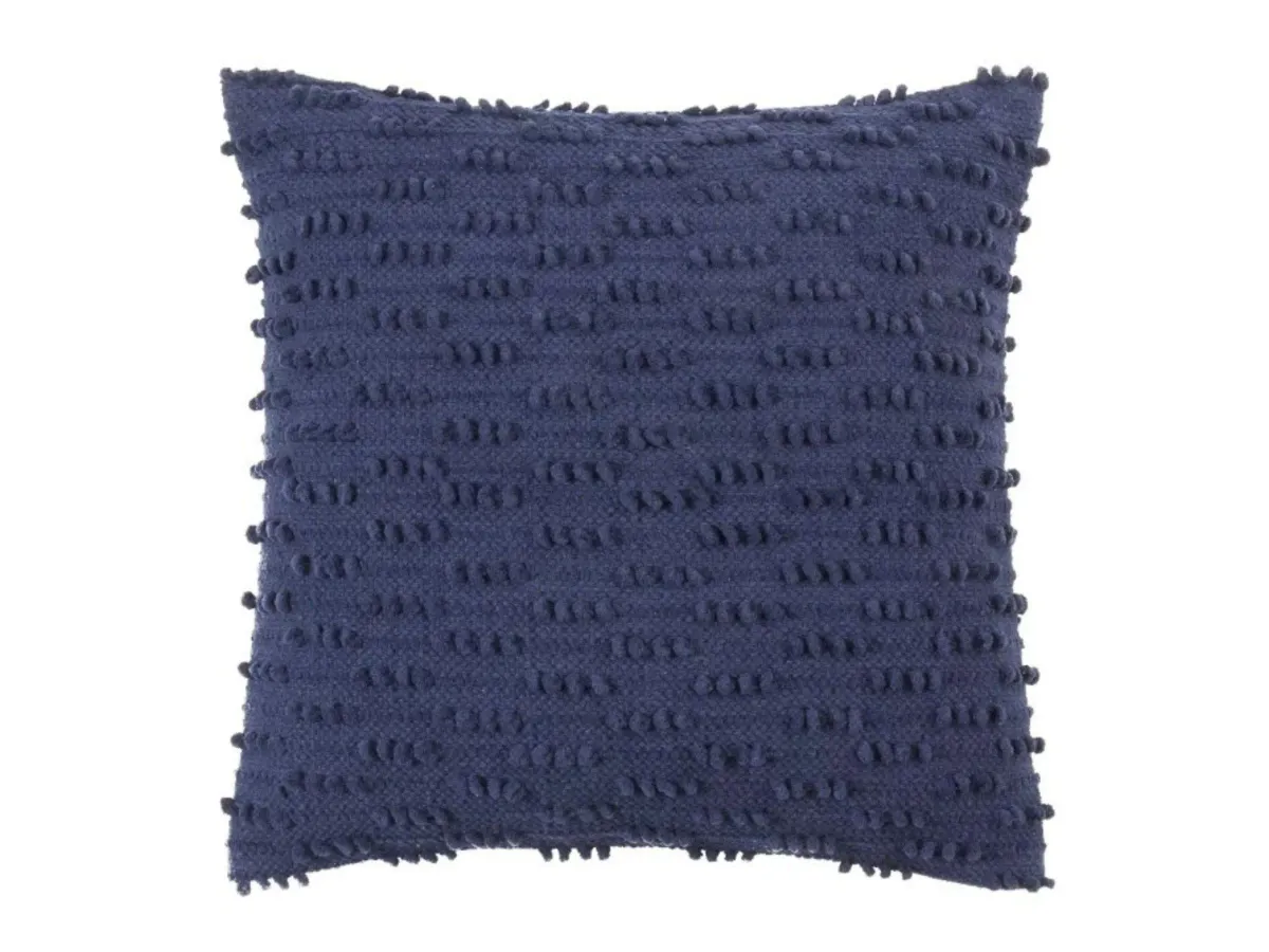 Navy Blue Nubby Down Pillow 20"W x 20"H