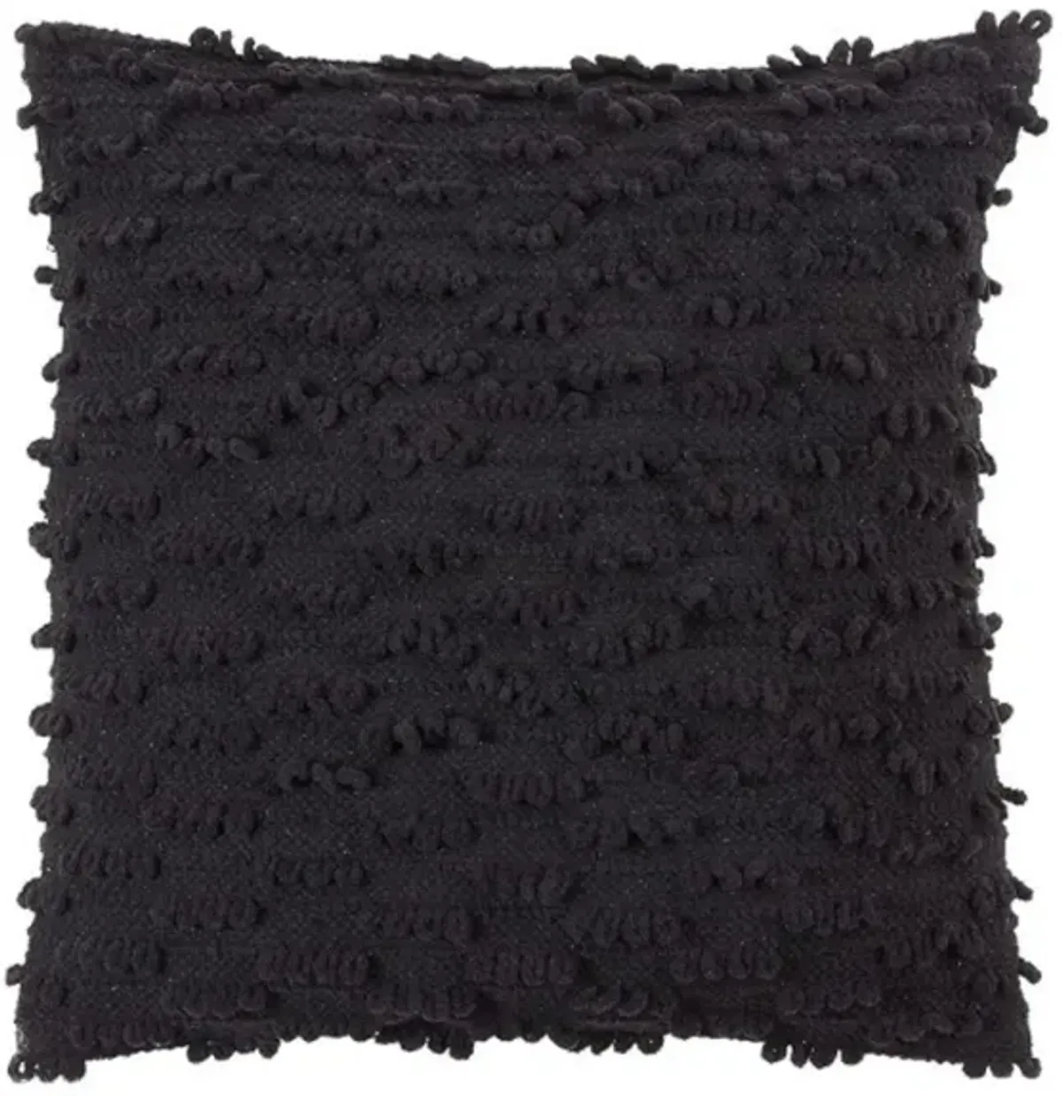 Black Nubby Down Pillow 20"W x 20"H