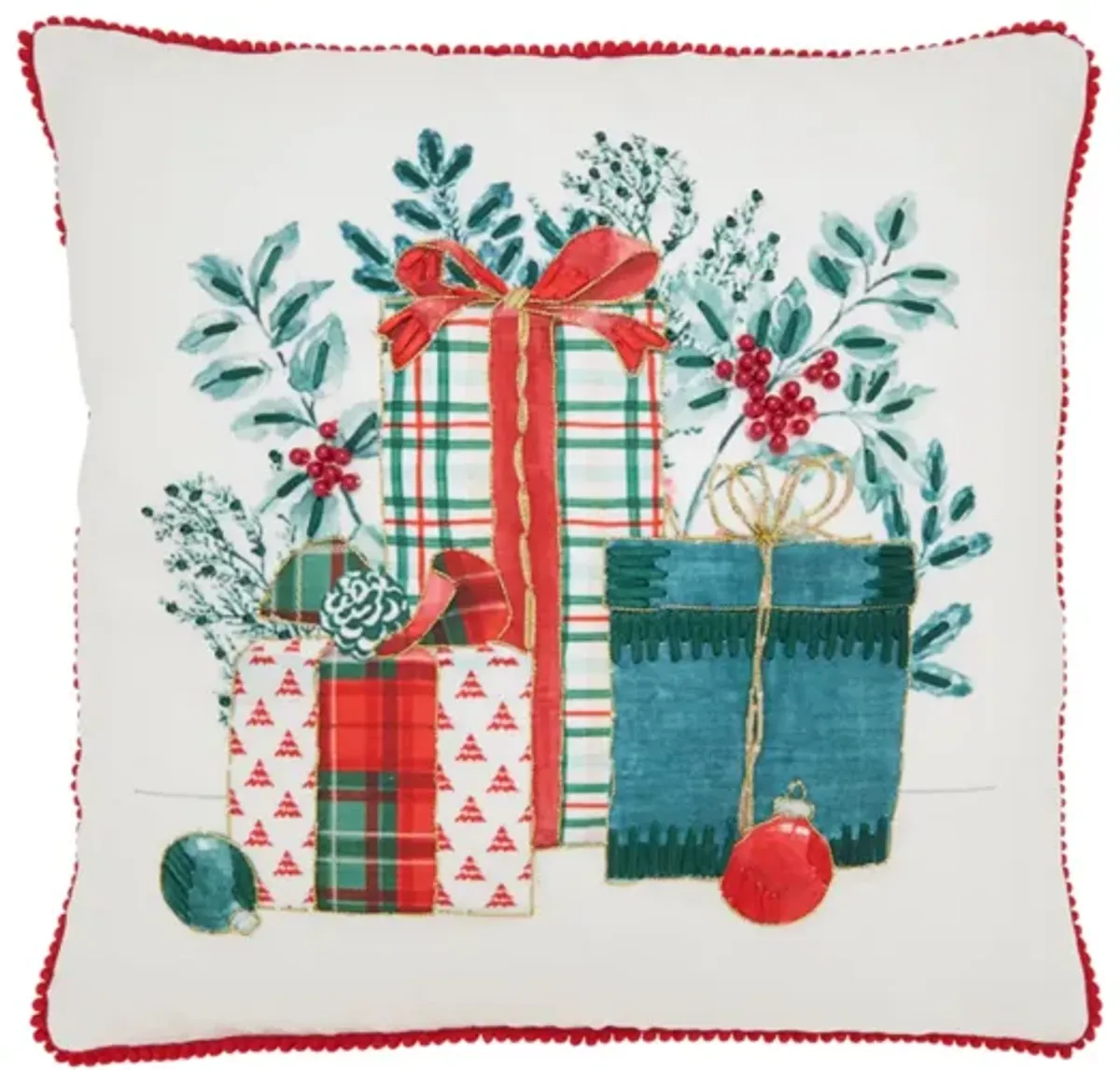Multi Christmas Gifts Poly Pillow 18"W x 18"H